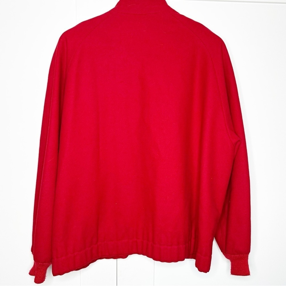 Vintage Pendleton Wool Bomber Jacket Red Oversized XL Zip Front Coat short warm - Picture 3 of 9